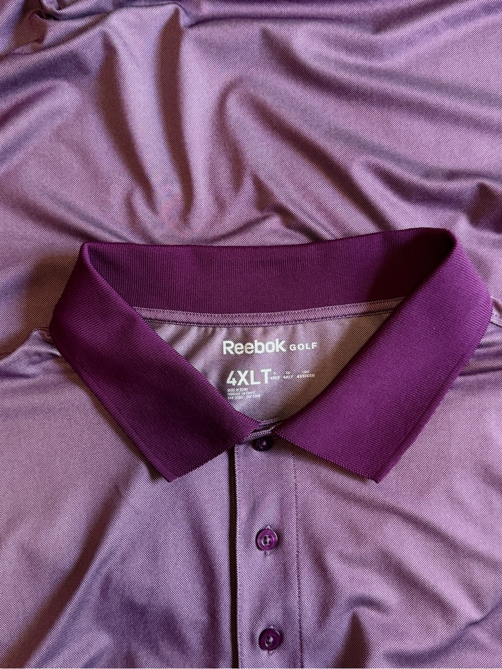 Reebok Men's Golf Speedwick Purple Golf Polo with Contrast Collar - 4XLT